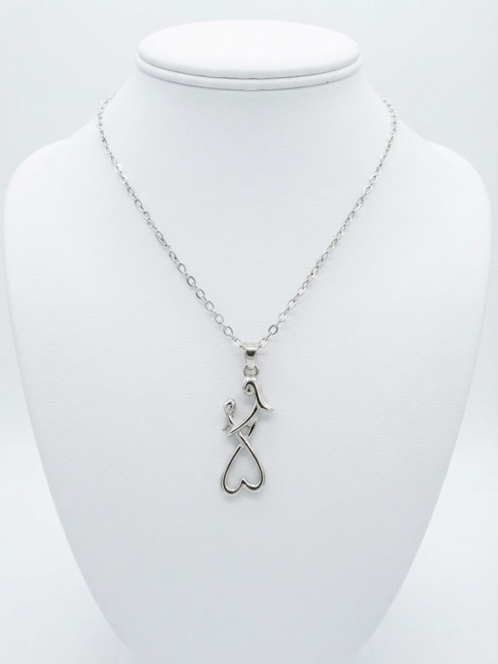 NWT Silver Mother & Child Abstract Heart Necklace